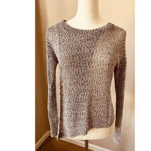 WITCHERY Grey Open Weave Knit Long Sleeve Cross Front Sweater Size Small